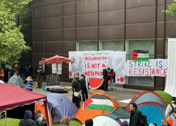 Berlin'de Hür Üniversitesi'nde Filistine destek eylemi