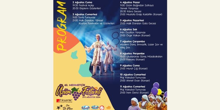 62. Mehmetçik Üzüm Festivali 2-11 Ağustos’ta yapılıyor