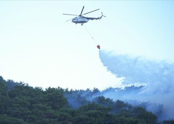 İzmir’deki orman yangınına havadan müdahaleye yeniden başlandı