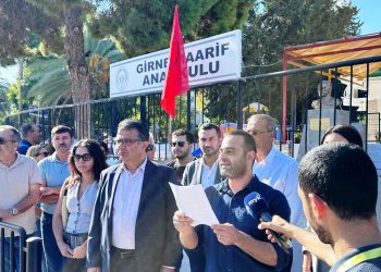 CTP Girne İlçesi, Girne Maarif Anaokulu önünde basın açıklaması yaptı