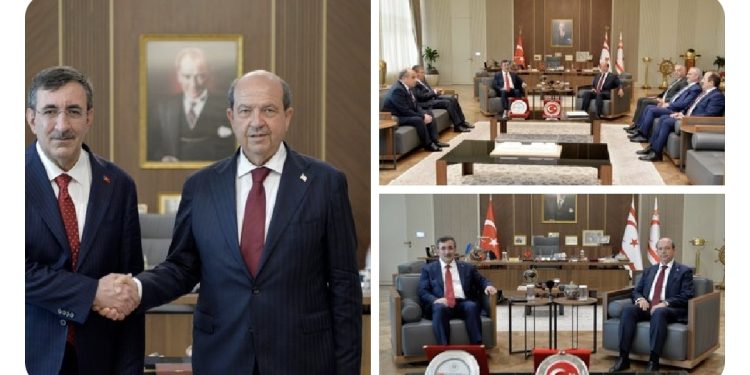 Cumhurbaşkanı Ersin Tatar, Türkiye Cumhuriyeti Cumhurbaşkanı Yardımcısı Cevdet Yılmaz’ı kabul etti