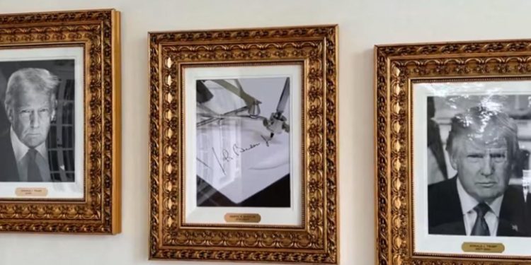 Trump, Beyaz Saray'da Biden portresini dolma kalemle değiştirdi