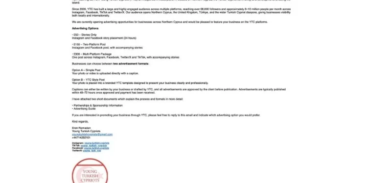 HABERLER  banner-type-1 “Young Turkish Cypriots” adı altında reklam topluyorlar: KKTC ekonomisine ve yerel medyaya karşı kayıt dışı faaliyet