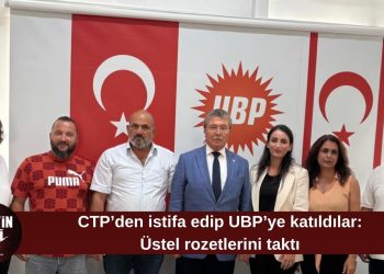 CTP’den istifa edip UBP’ye katıldılar: Üstel yeni üyelere rozetlerini taktı
